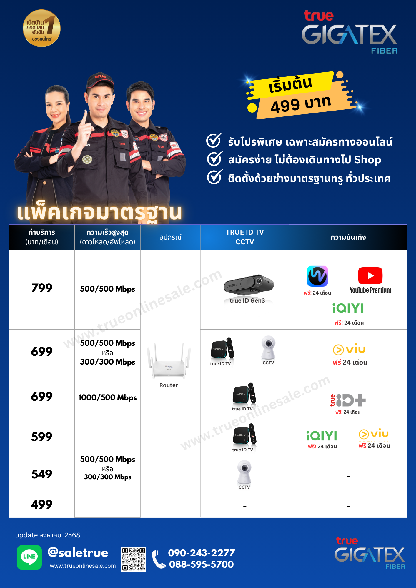 ทรูออนไลน์ แพ็คเกจมาตรฐาน trueonline