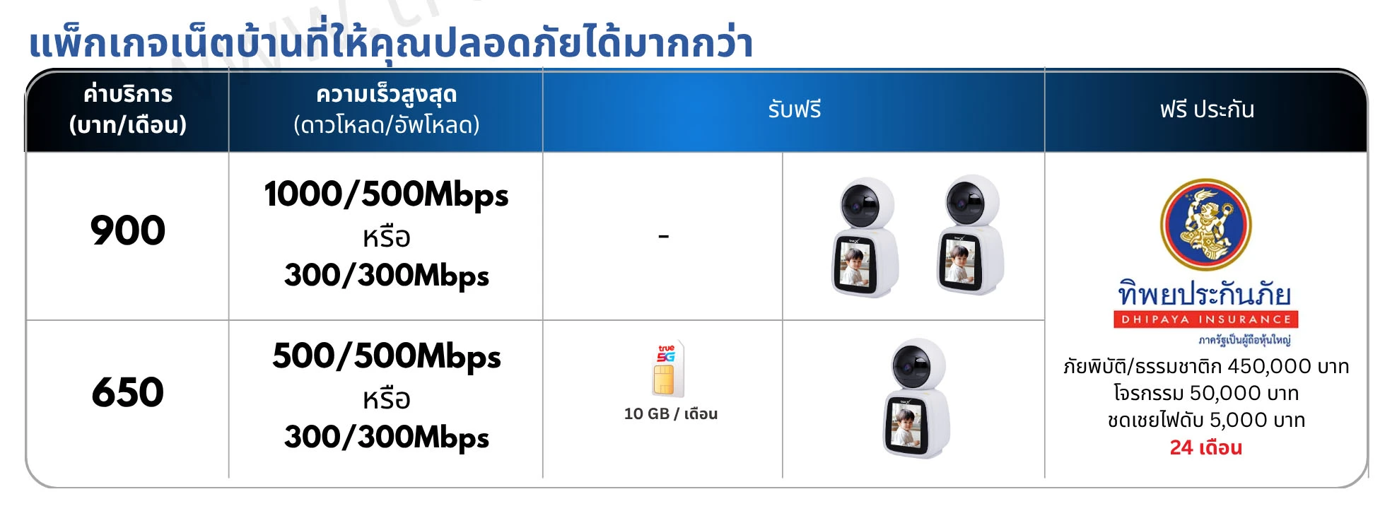 เน็ตบ้านทรู ประกันภัย กล้องวงจรปิด