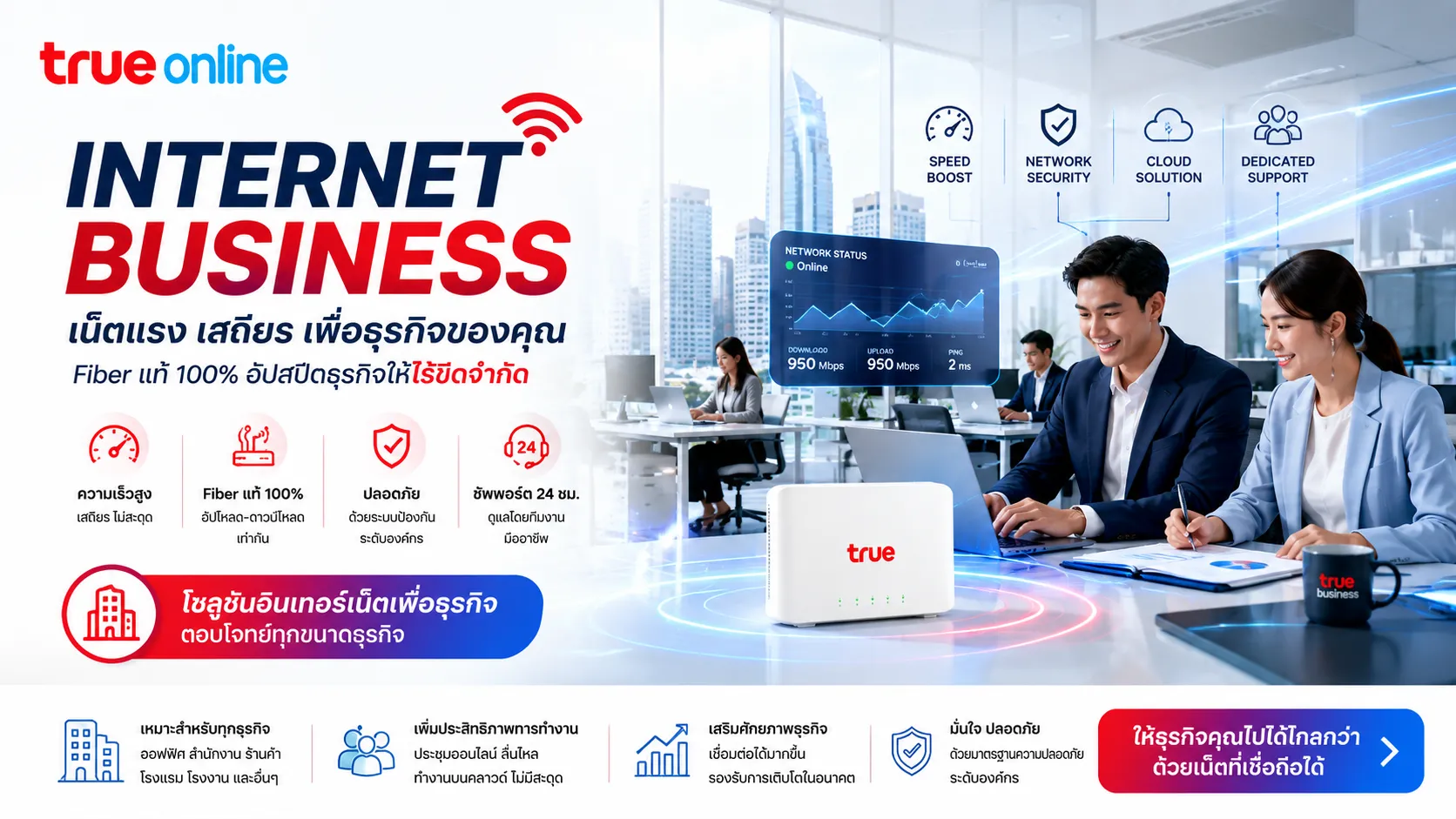 Internet Business เน็ตแรงเสถียรสำหรับธุรกิจจากทรูออนไลน์